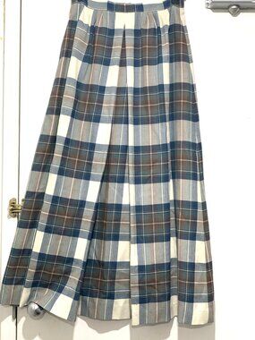 VINTAGE ALJEAN OF CANADA WOOL PLAID MAXI SKIRTS SIZE 14